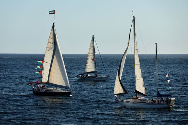 <p>A flotilla departing for Gaza carrying humanitarian aid, in September 2025</p>