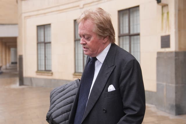<p>The Duke of Marlborough departing Oxford Crown Court, where he is accused of three intentional strangulation offences against his estranged wife</p>