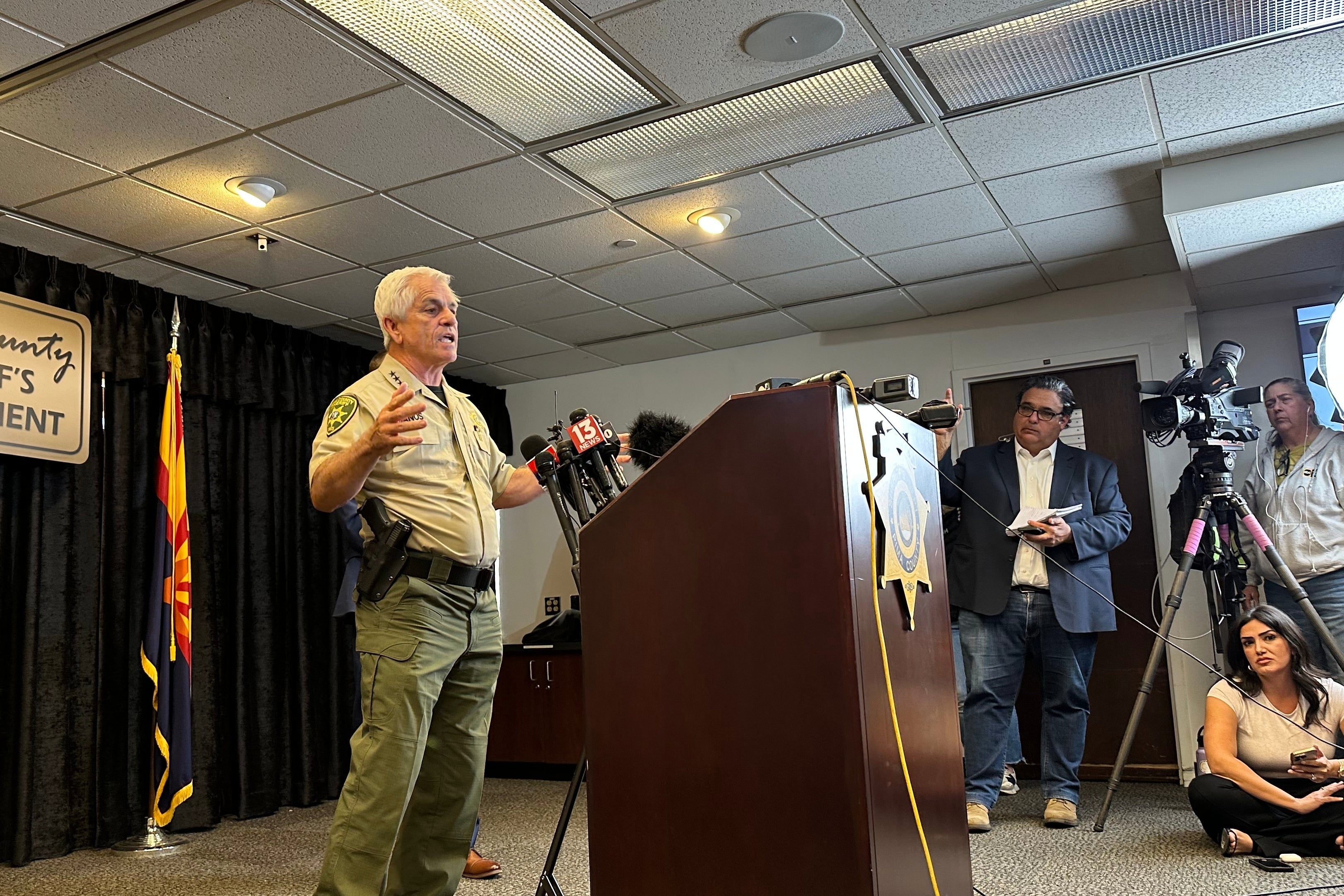 Pima County Sheriff Chris Nanos speaks at a press conference about Nancy Guthrie's disappearance on Tuesday. The next press conference is scheduled for later Thursday