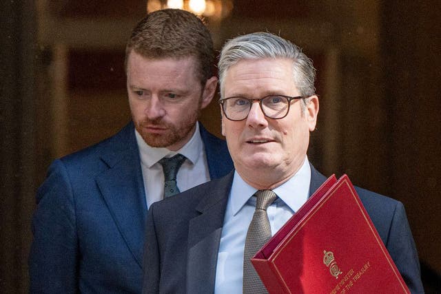 <p>Keir Starmer, with his chief of staff Morgan McSweeney, whom some Labour MPs are urging the prime minister to sack</p>
