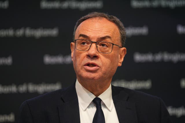 <p>Governor of the Bank of England Andrew Bailey speaks during the Monetary Policy Report press conference on Thursday</p>