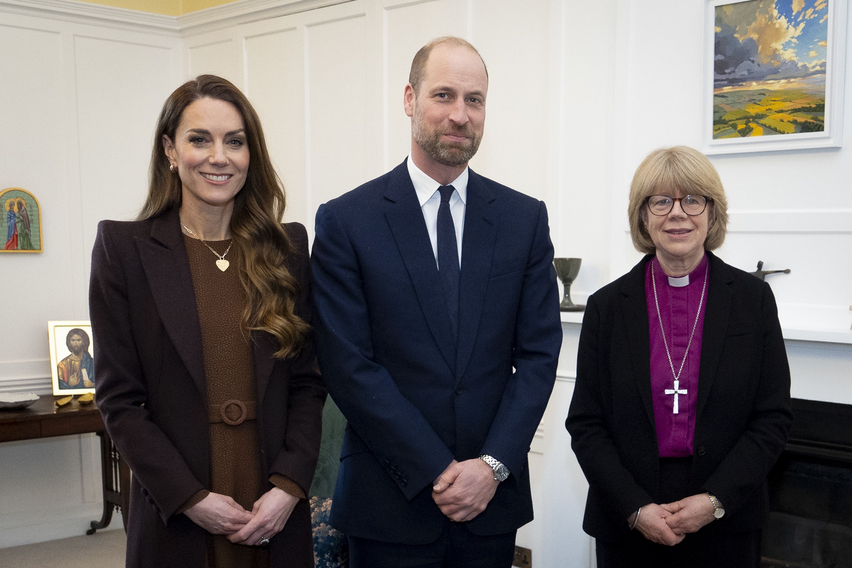 The Prince and Princess of Wales met the Archbishop of Canterbury Dame Sarah Mullally at Lambeth Palace on Thursday ( Aaron Chown/PA)