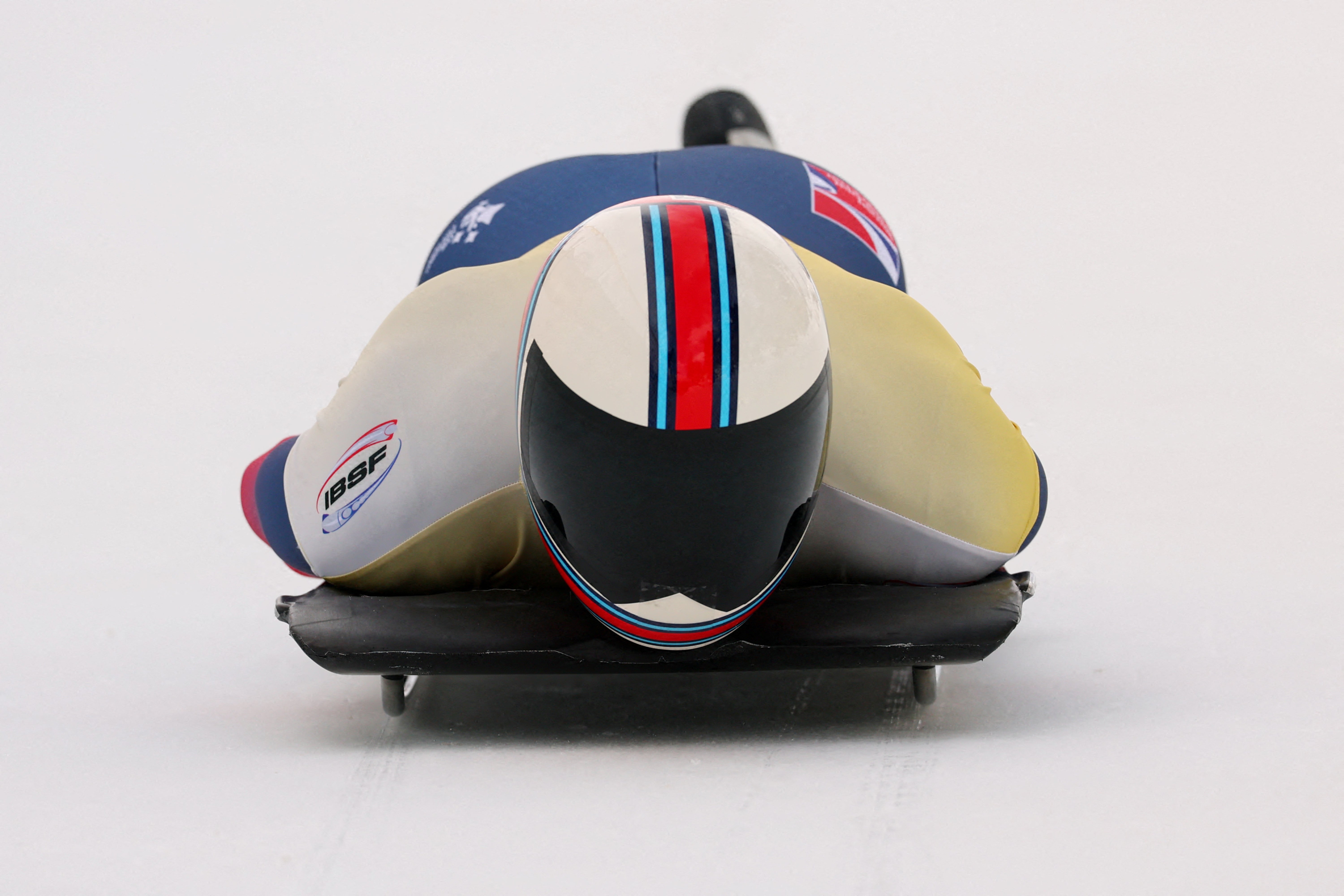 Britain's Matt Weston in action during men's skeleton heat 1