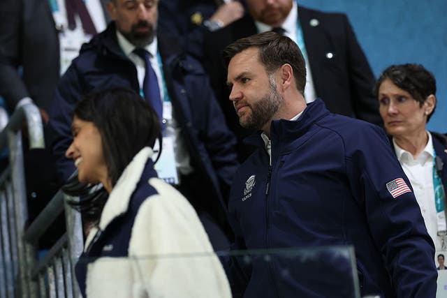 <p>JD Vance stayed under the radar at Team USA's opening hockey game</p>