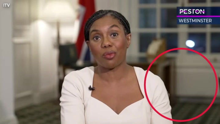 <p>Mouse scurries past Kemi Badenoch during live interview</p>