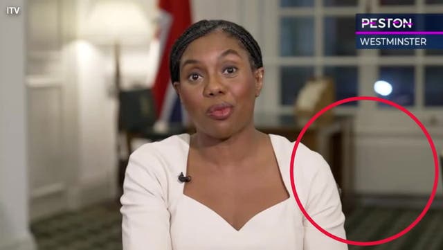 <p>Mouse scurries past Kemi Badenoch during live interview</p>