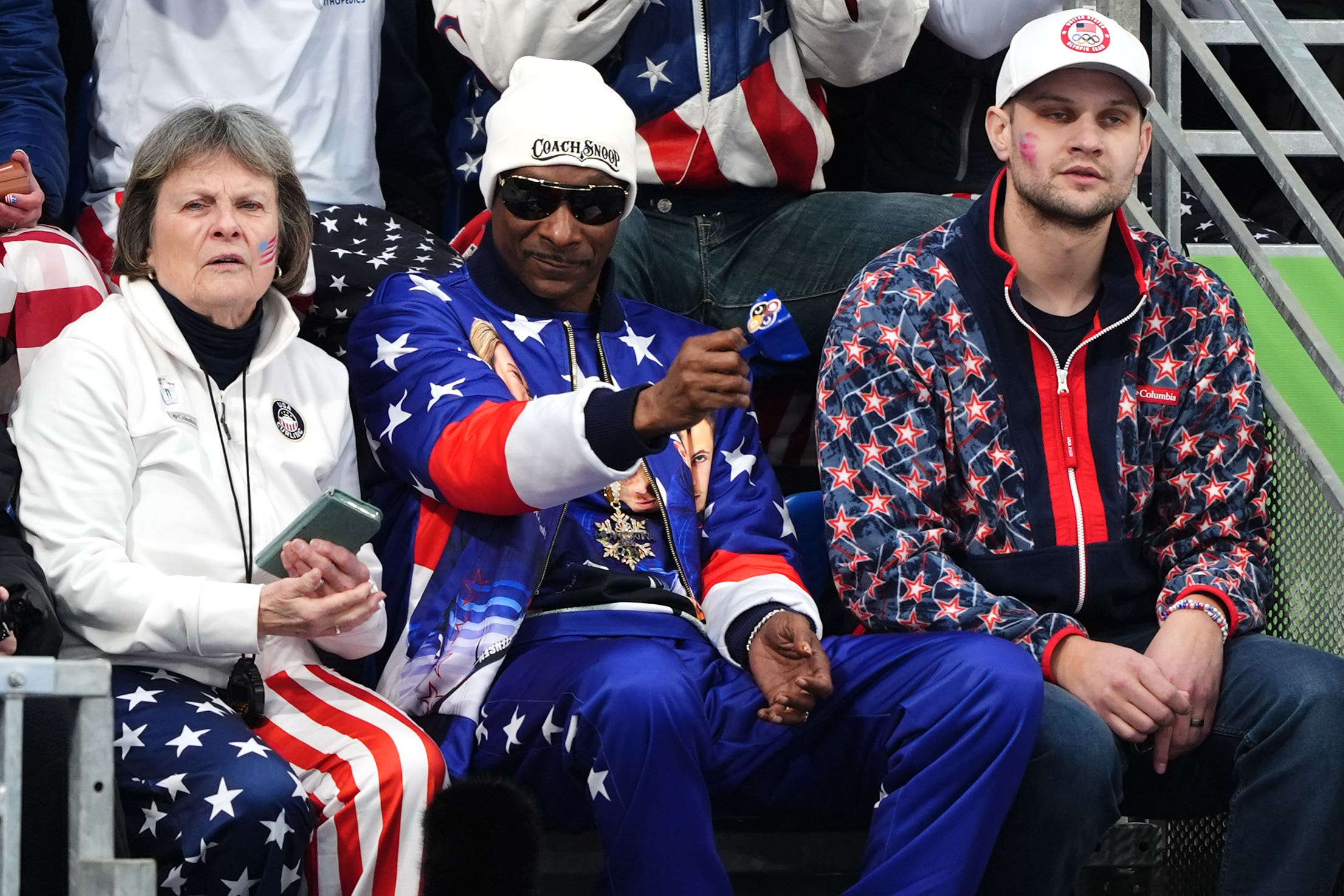 Snoop Dogg was the centre of attention at the curling round robin fixtures (Andrew Milligan/PA)