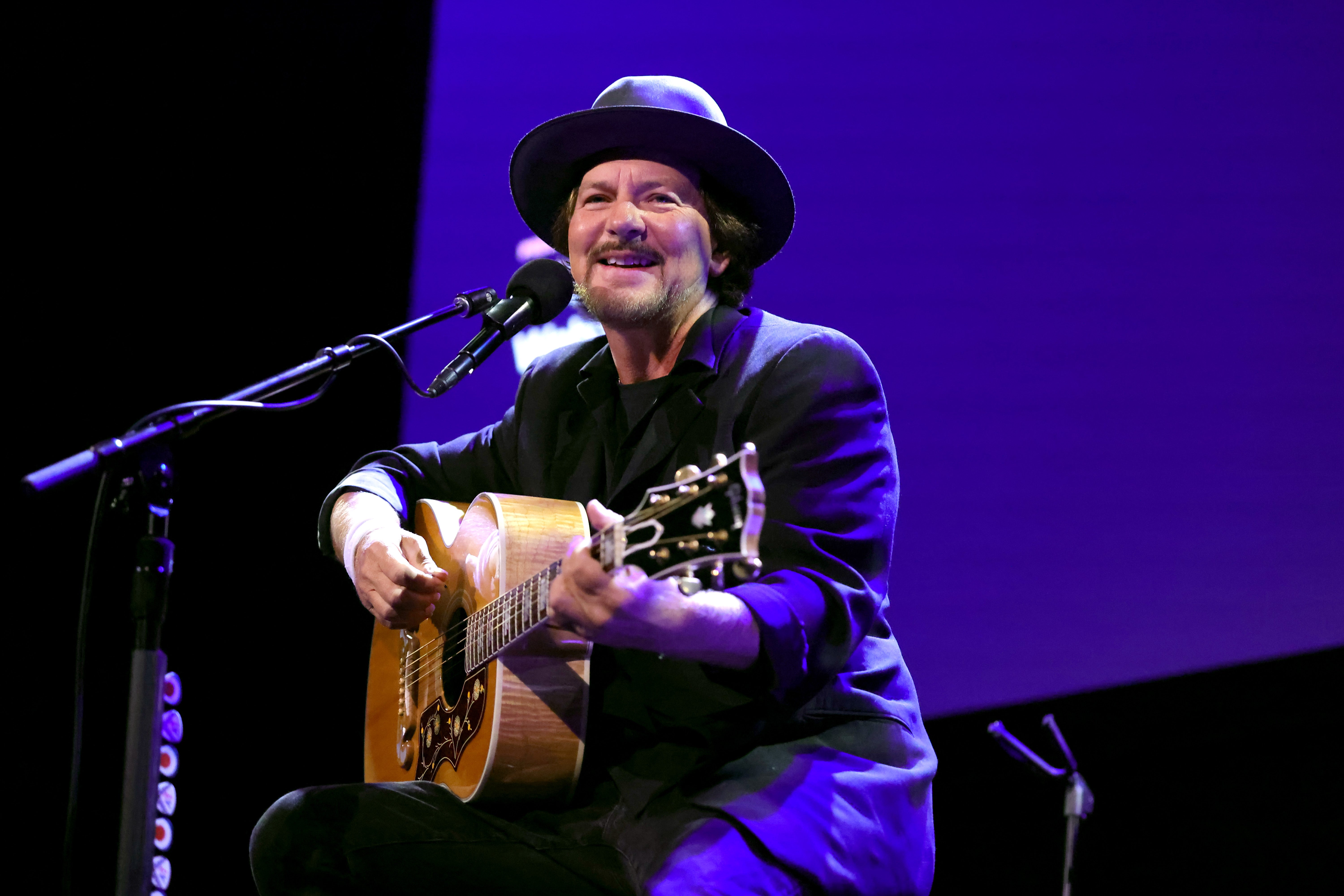 <p>Eddie Vedder performing during the 'Matter Of Time' premiere at New York's Tribeca Festival in 2025</p>