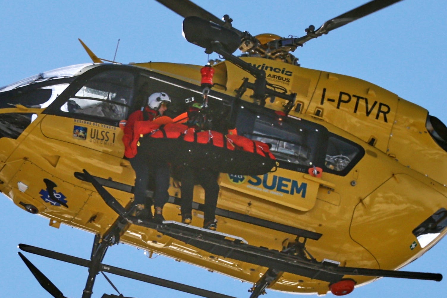 United States’ Lindsey Vonn is helicoptered off after crashing (Marco Trovati/AP)