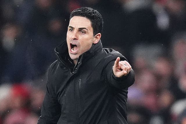 Mikel Arteta said Arsenal’s lead at the top of the Premier League counts for “nothing” (John Walton/PA)
