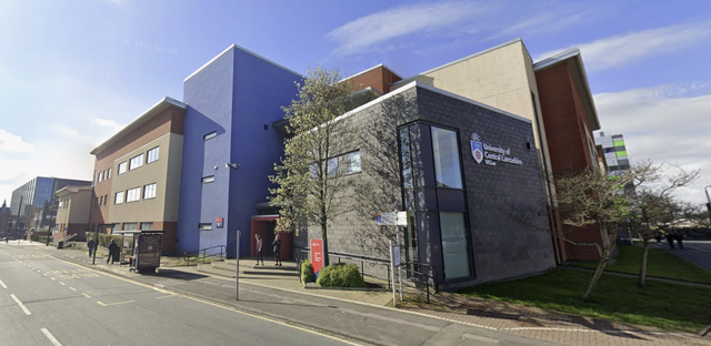 <p>Outside the University of Lancashire in Preston</p>