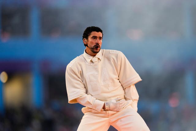 <p>Bad Bunny on stage at the 2026 Super Bowl half time show</p>