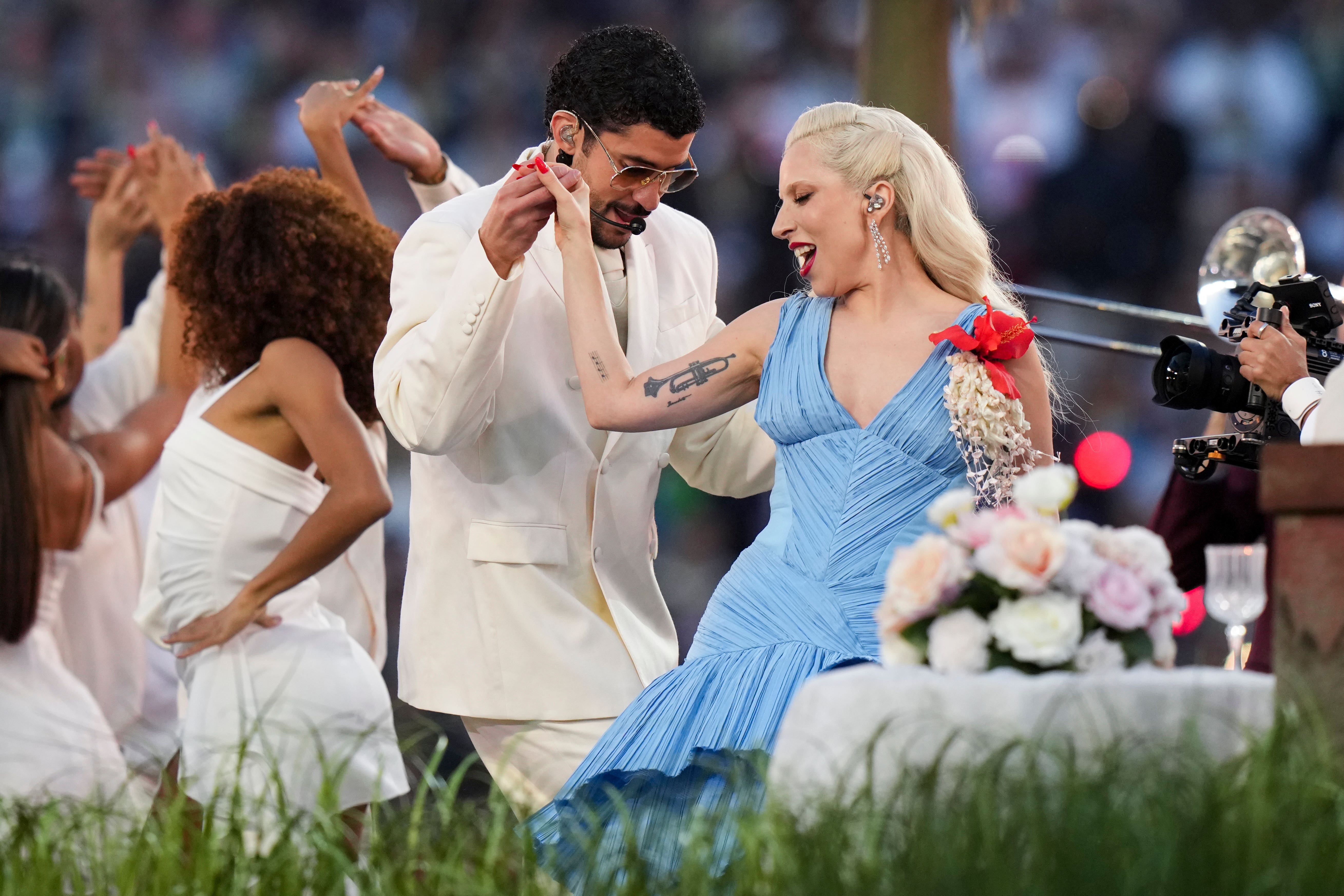 Bad Bunny performed at the Super Bowl alongside Lady Gaga and other surprise guests
