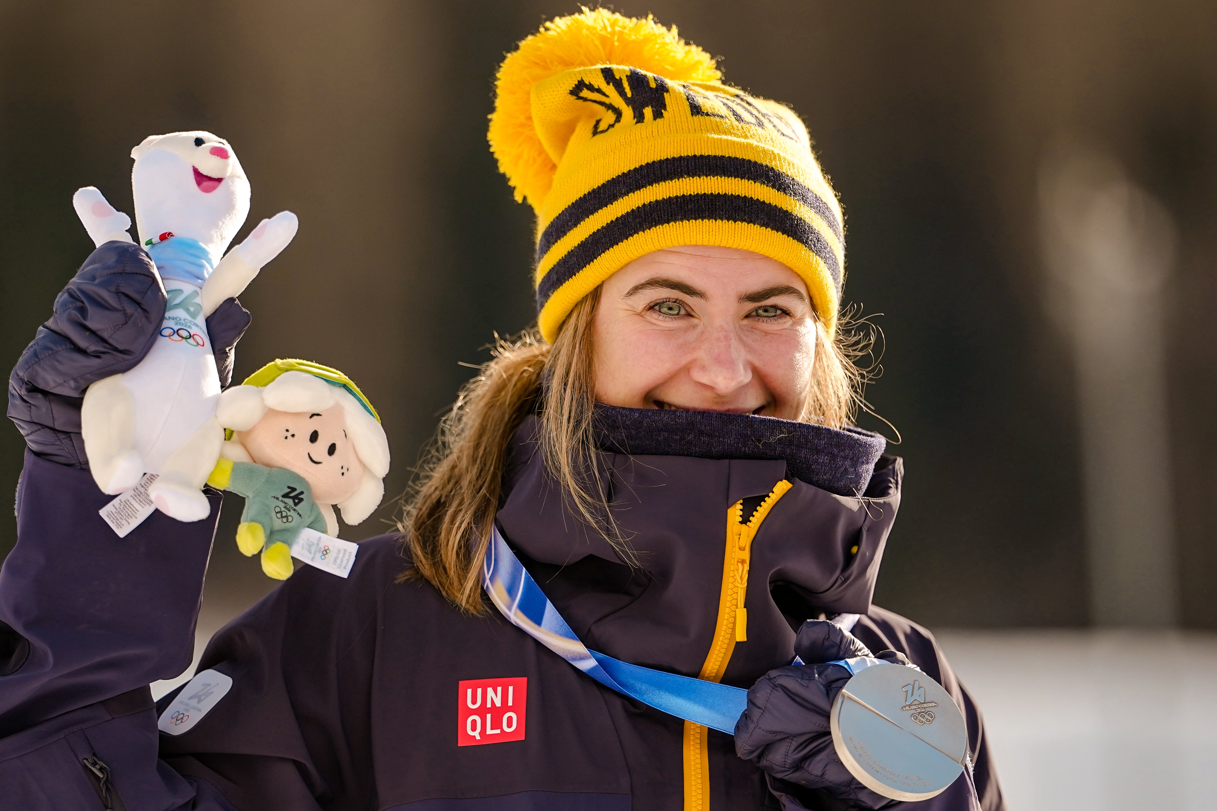 Ebba Andersson of Sweden poses with her silver medal