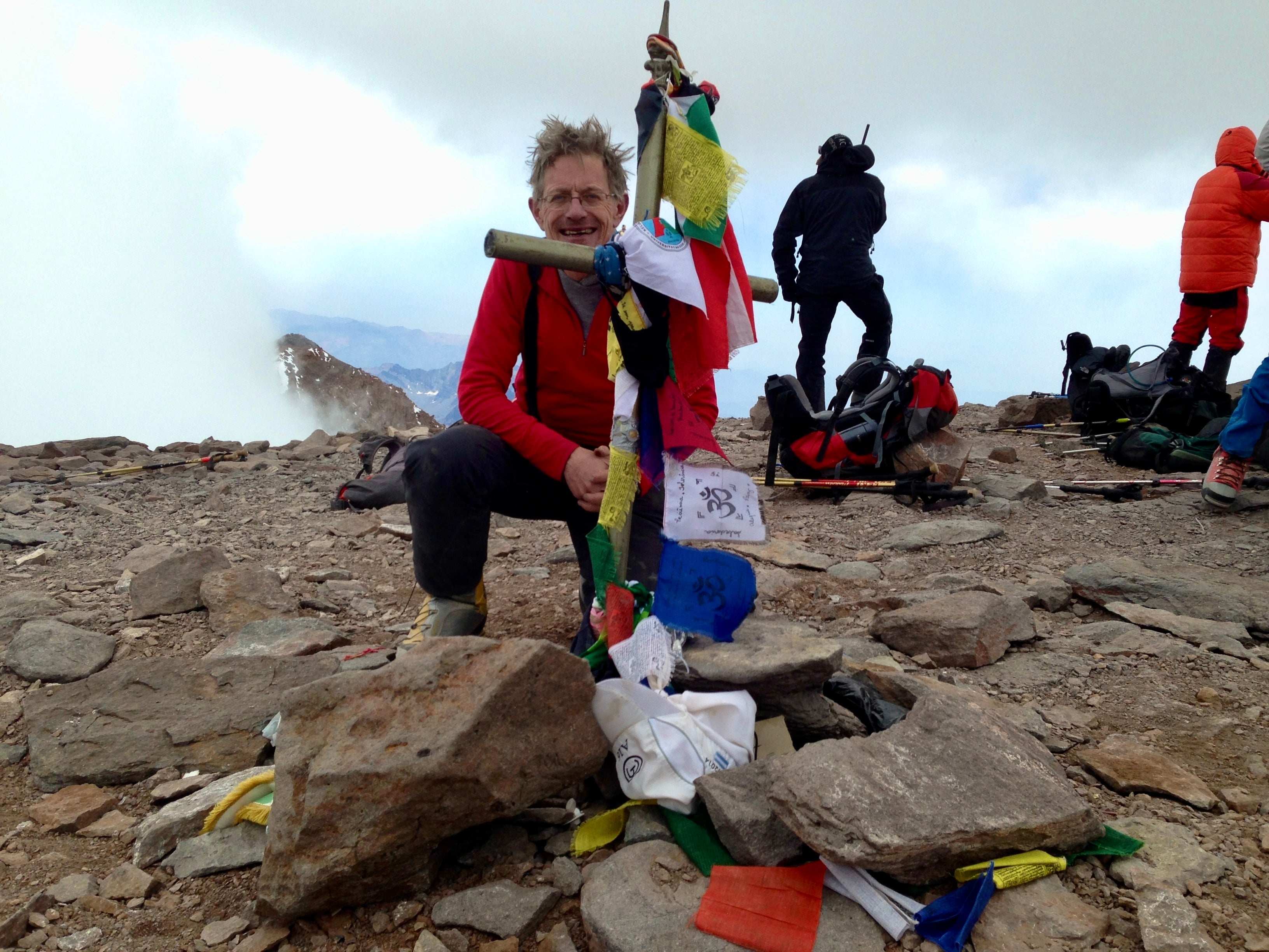 Simon Calder at the peak of Aconcagua in Argentina