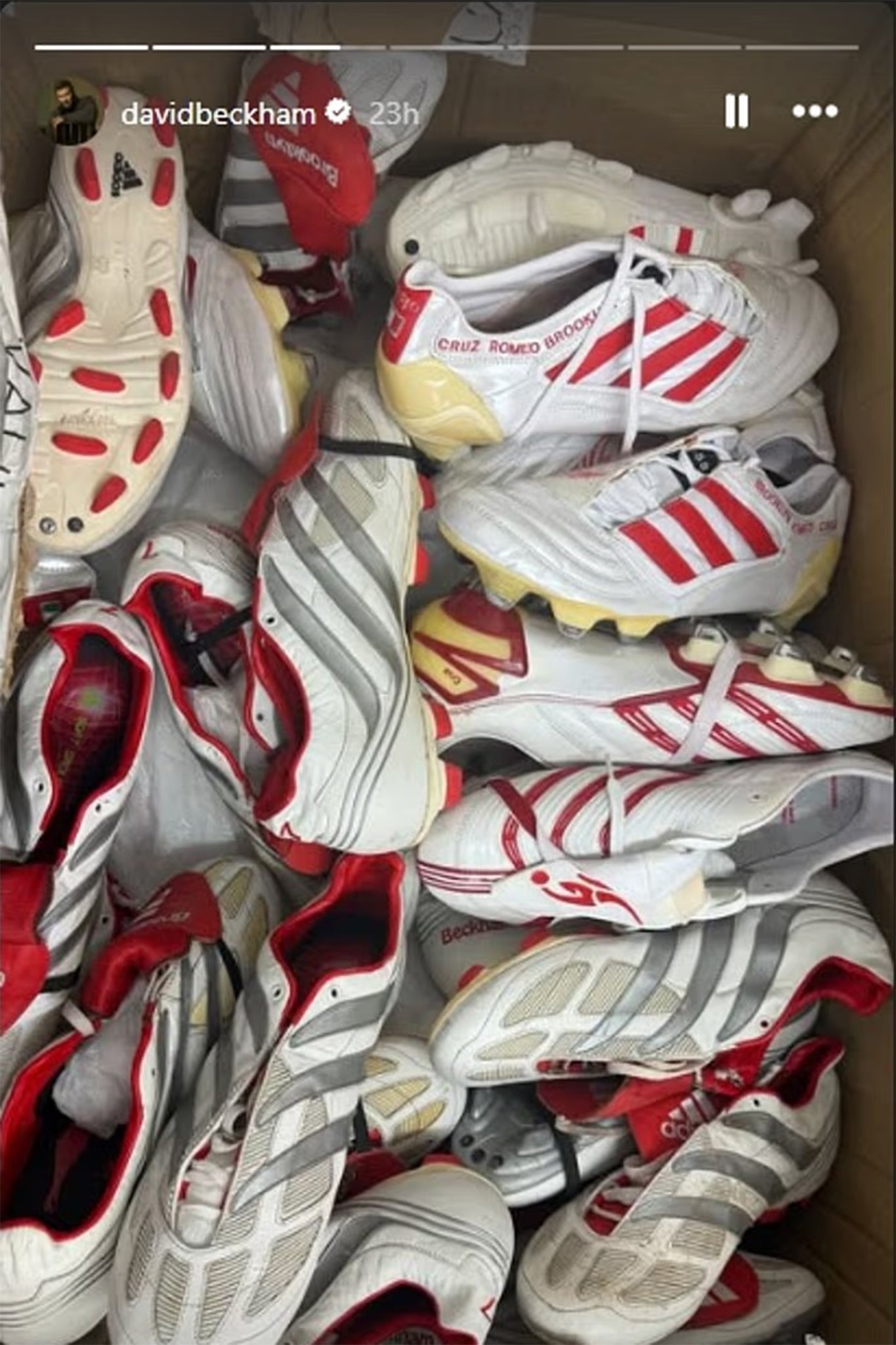 After Brooklyn removed his ‘dad’ tattoo, David shared snaps of his old football boots with Brooklyn’s name on