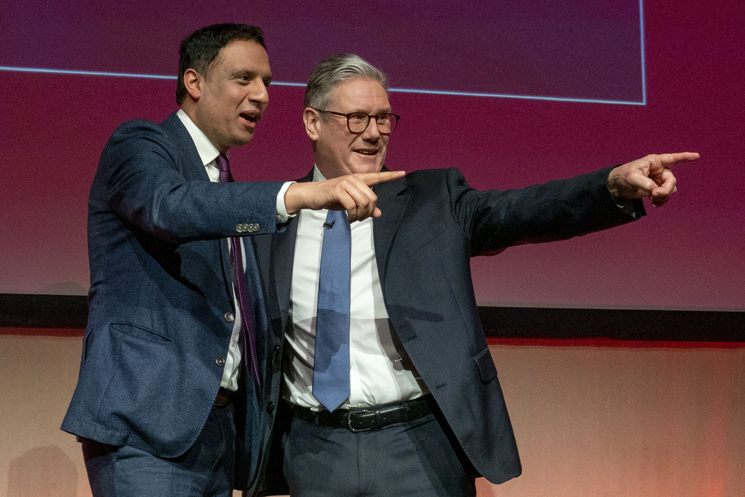Prime Minister Sir Keir Starmer with Scottish Labour leader Anas Sarwar (left) after delivering his keynote speech during the Scottish Labour Party conference at the Scottish Exhibition Centre (SEC) in Glasgow. Picture date: Sunday February 23, 2025.