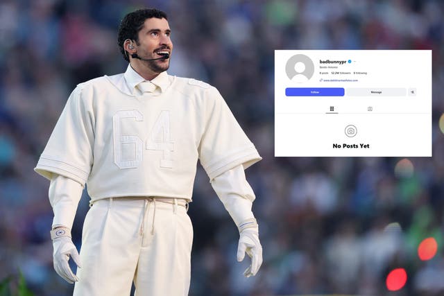 <p>Hours after his Super Bowl halftime performance, Bad Bunny removed all posts from his Instagram account</p>