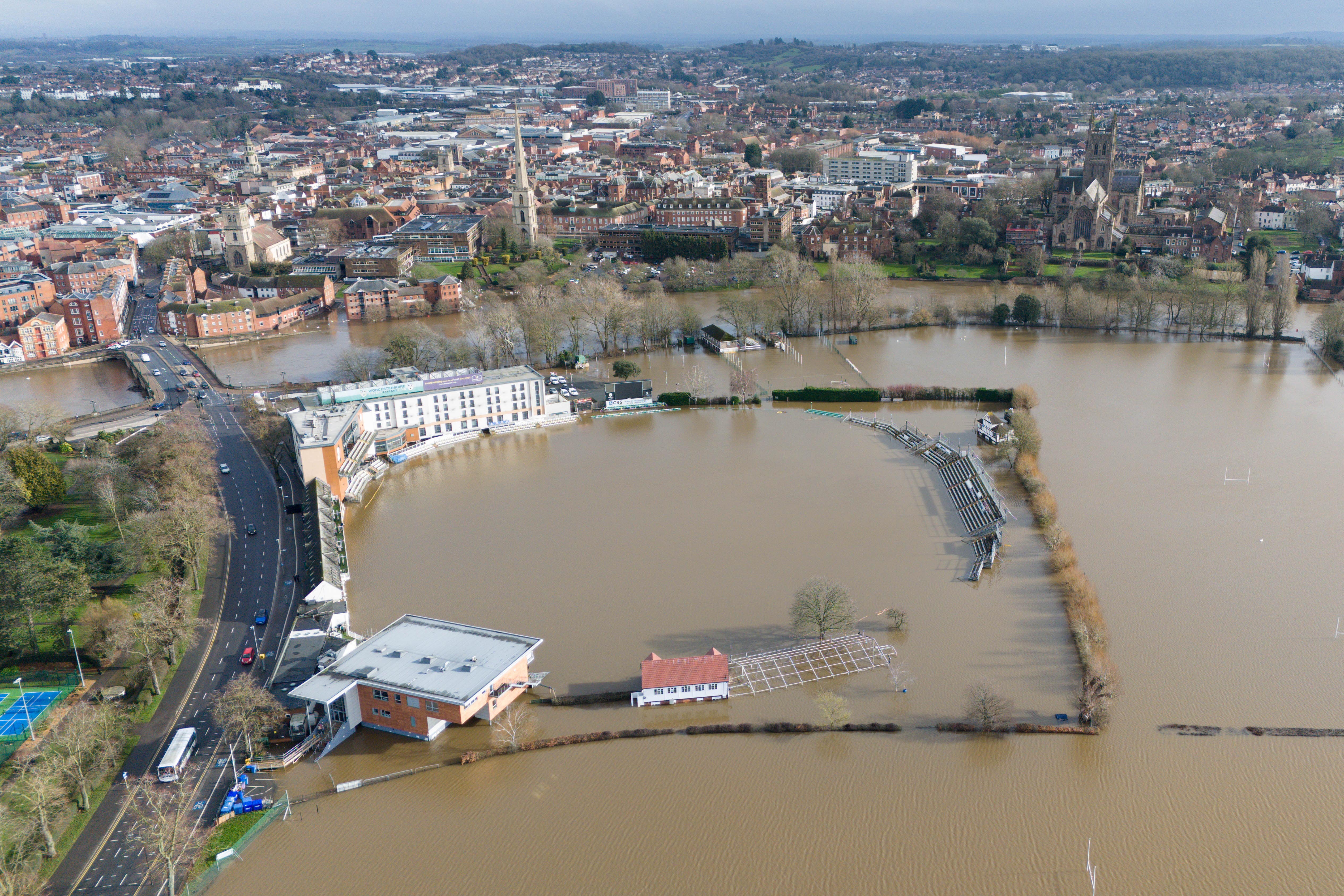 New Road cricket ground, home to Worcestershire County Cricket Club, has been flooded (Joe Giddens/PA)