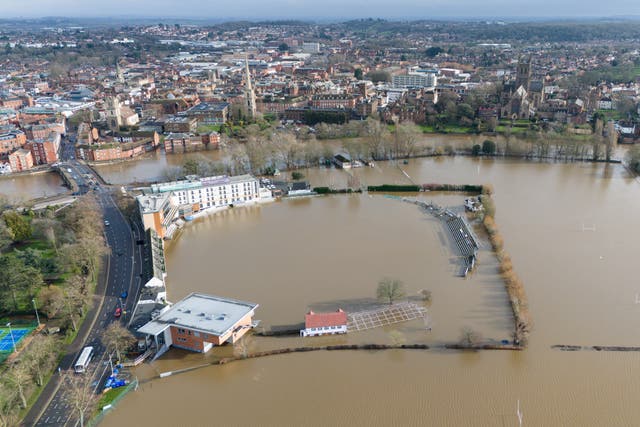 New Road cricket ground, home to Worcestershire County Cricket Club, has been flooded (Joe Giddens/PA)