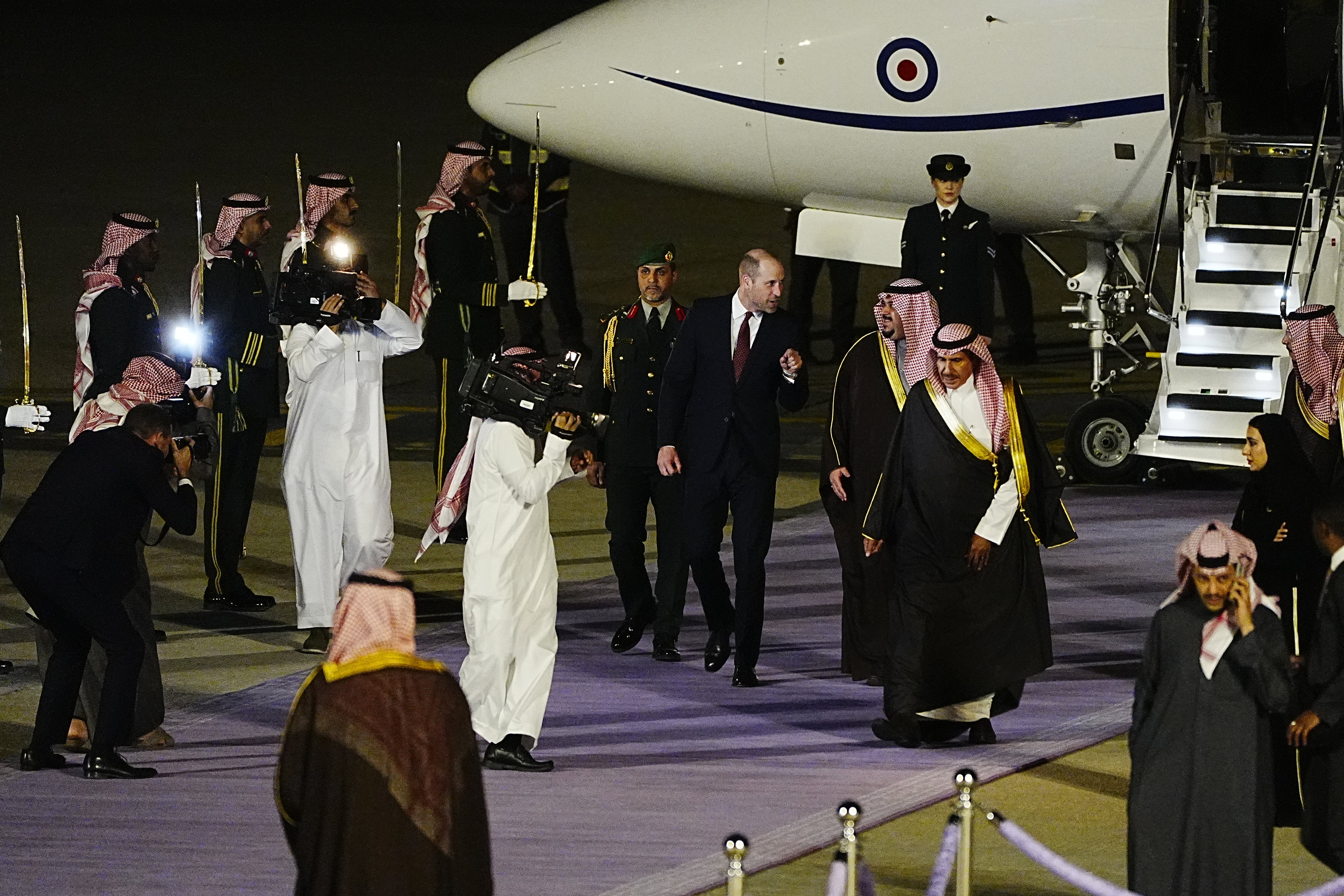 The Prince of Wales was greeted at King Khalid International Airport, after arriving on a RAF plane, by the deputy governor of Riyadh , Prince Mohammed bin Abdulrahman bin Abdulaziz.