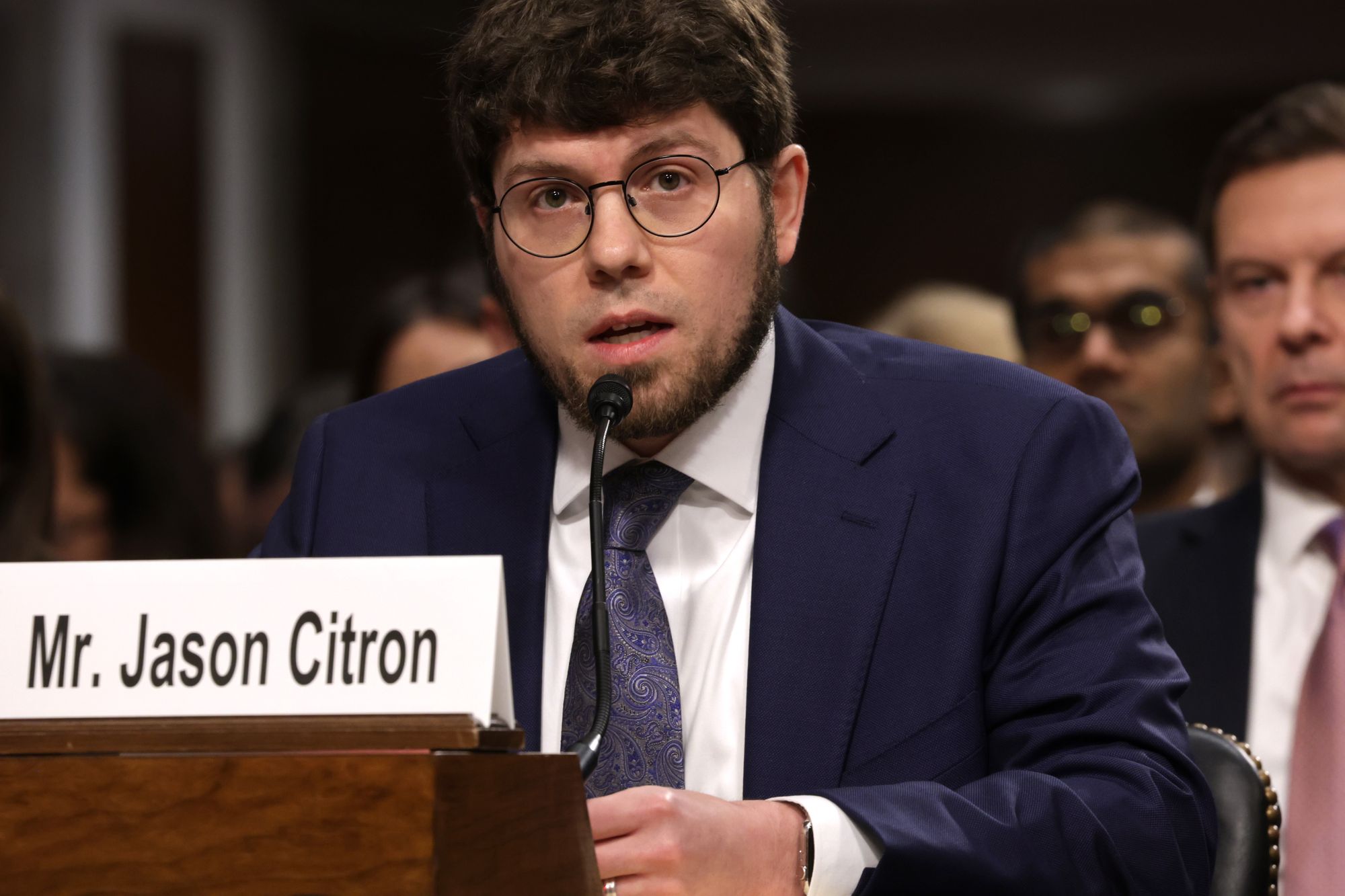 Discord’s then-CEO Jason Citron testifies before the Senate Judiciary Committee in January 2024, one of several social media bosses summoned to answer questions about online child sexual exploitation