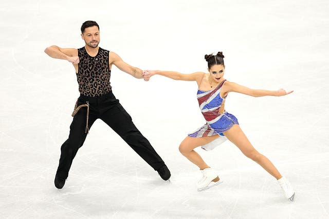 <p>Lilah Fear and Lewis Gibson are in fourth place after the rhythm dance </p>