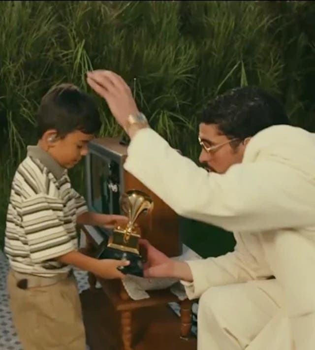 <p>‘Always believe in yourself,’ Bad Bunny told the young boy as he handed over his recently won Grammy during the Super Bowl halftime show</p>