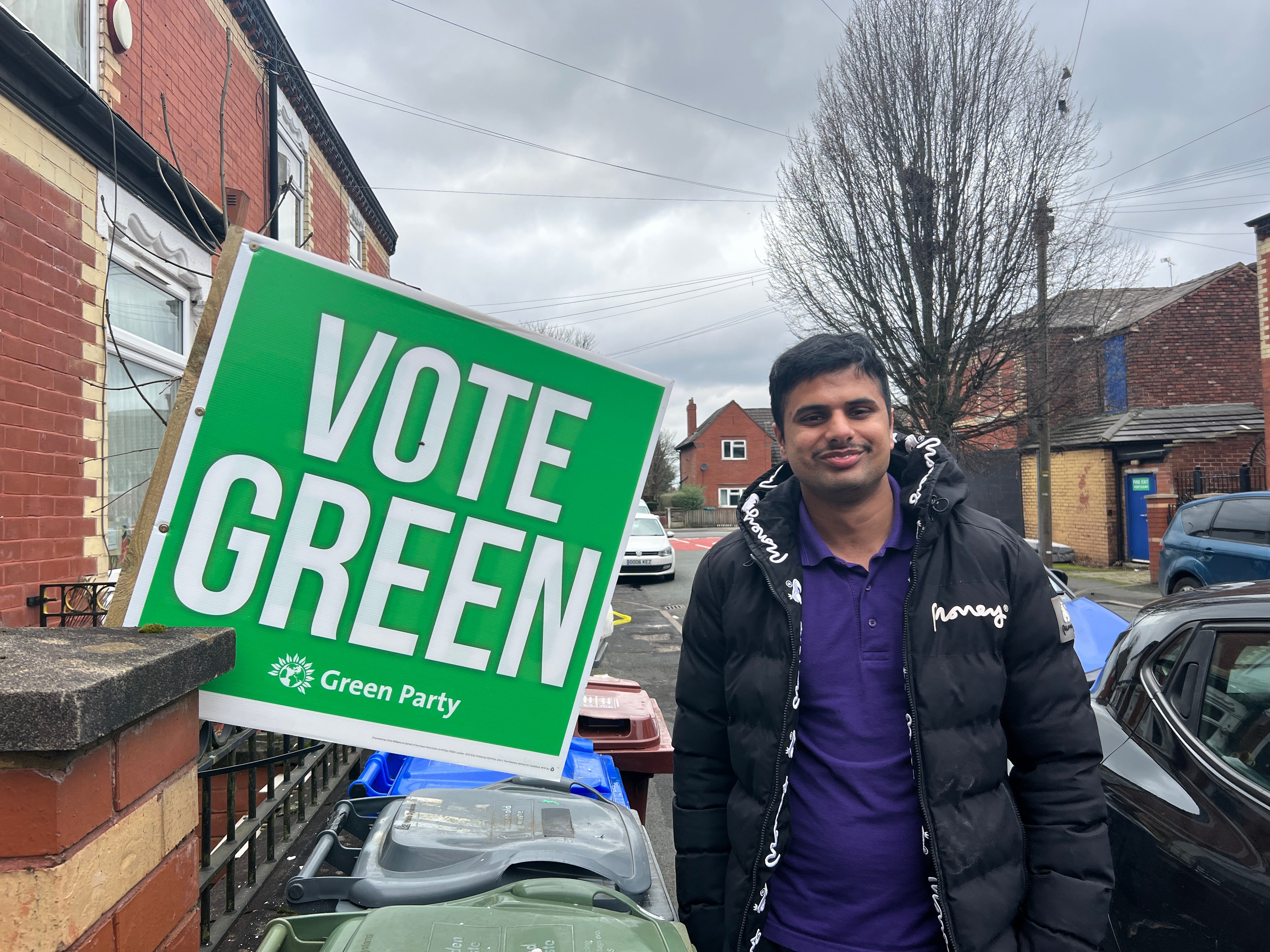 Jawad Hassan, 24, is supporting the Green Party in the Gorton and Denton by-election