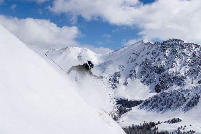 <p>Resorts with north-facing slopes and high elevation all fare better when the weather warms. Pictured is Arapahoe Basin in Colorado</p>