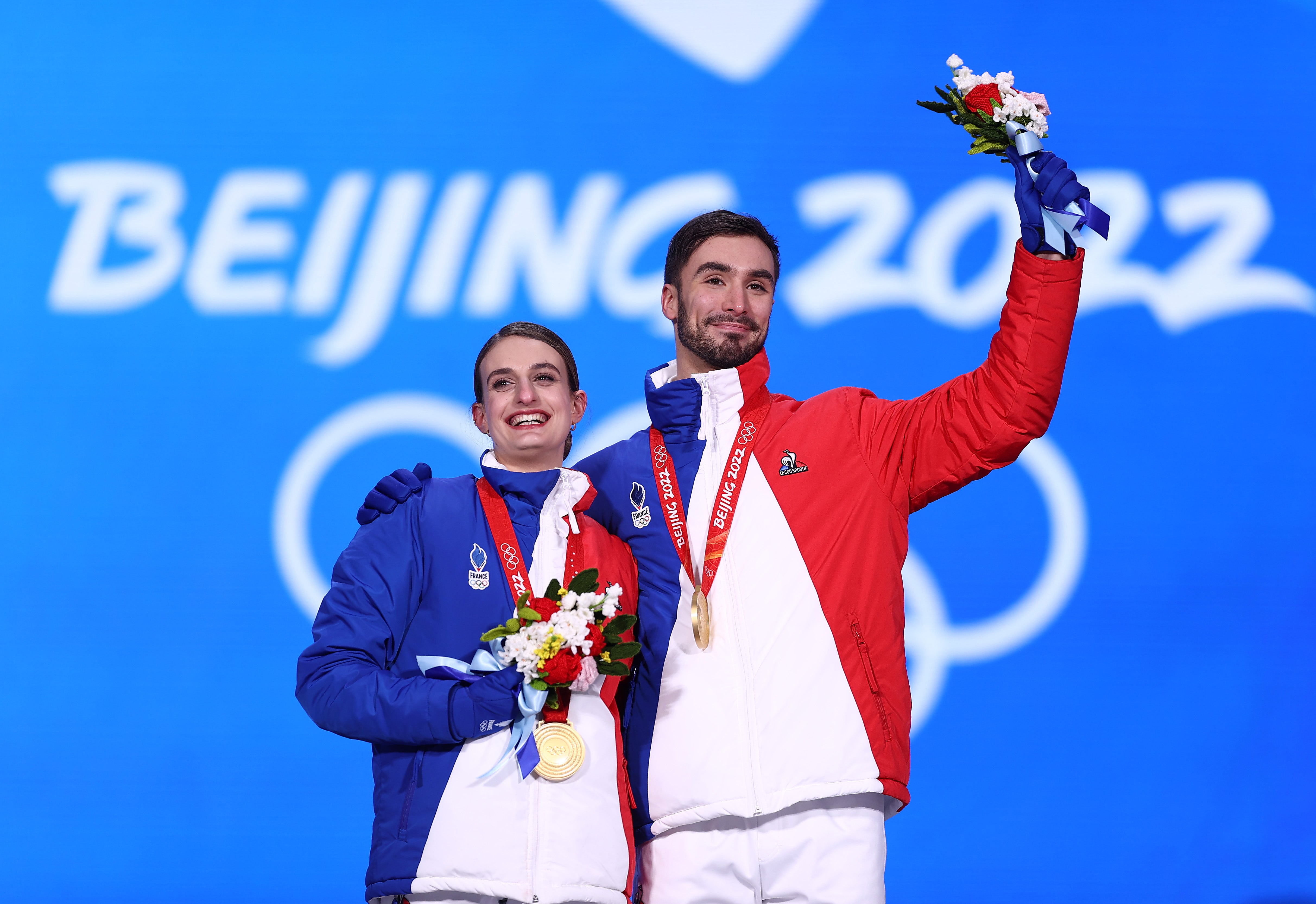 Gold medalists Gabriella Papadakis and Guillaume Cizeron at the Beijing 2022 Winter Olympics