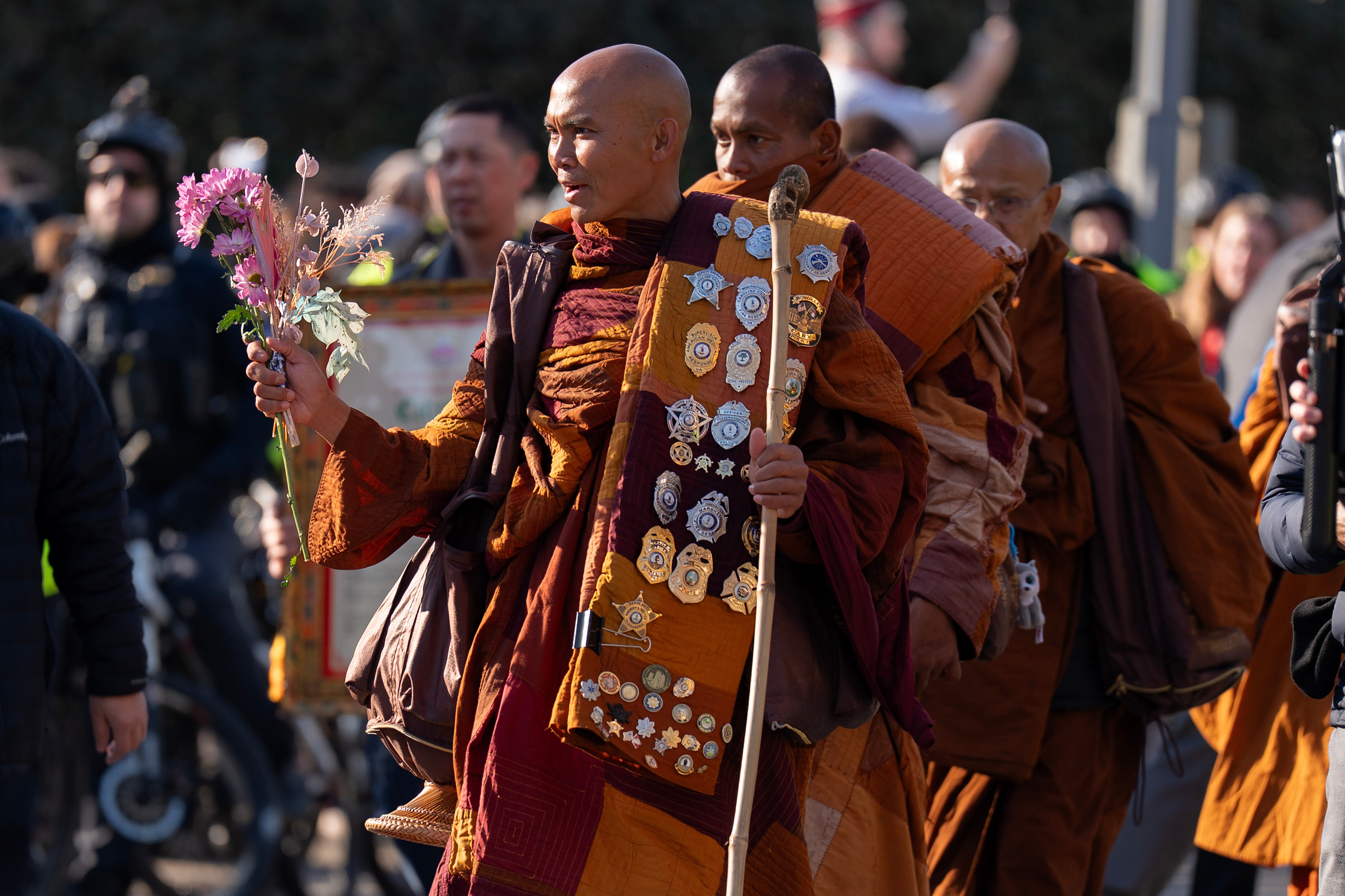 APTOPIX Buddhist Monks Peace Walk Washington