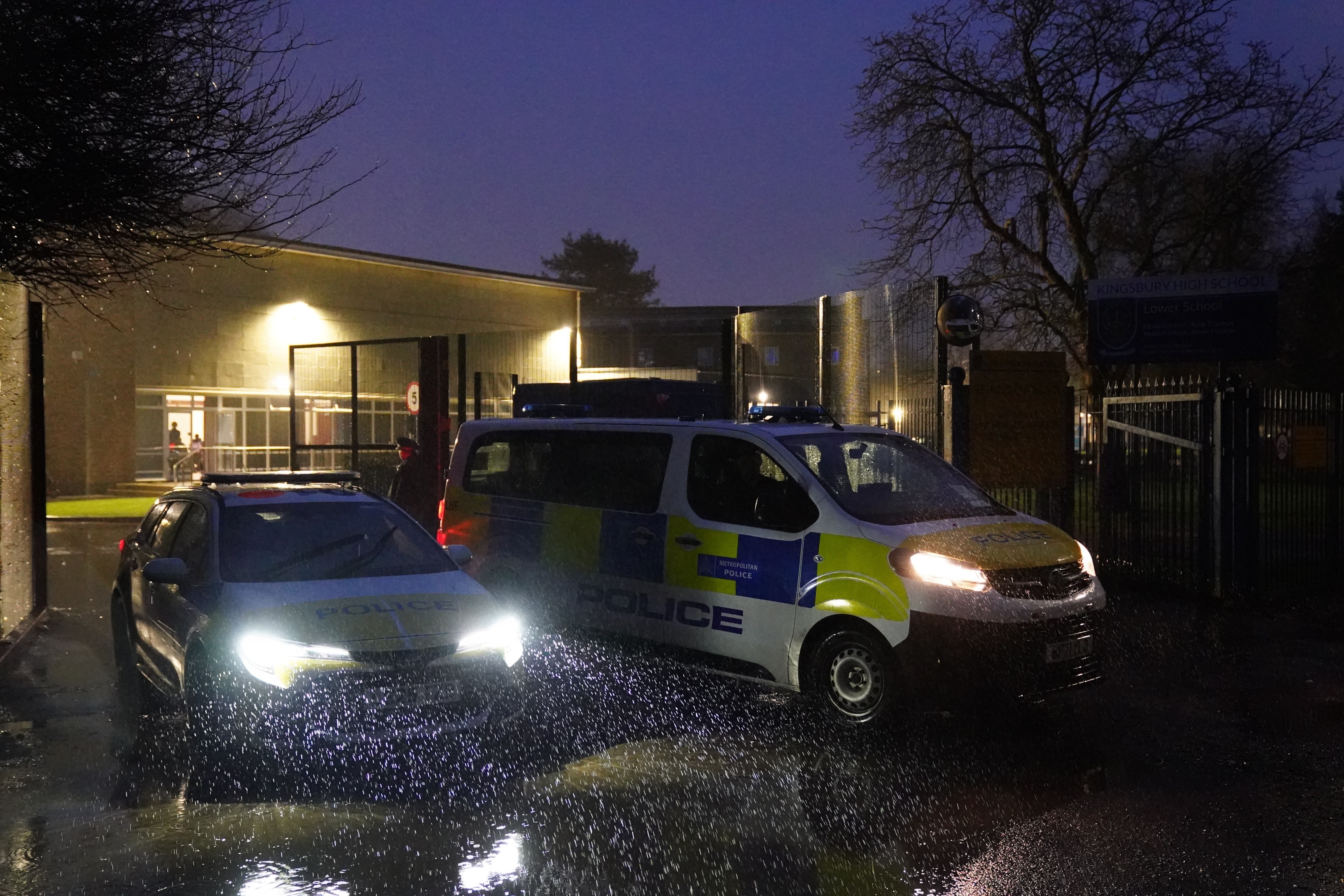 Police at the scene at Kingsbury High School, north west London (Ben Whitley / PA).