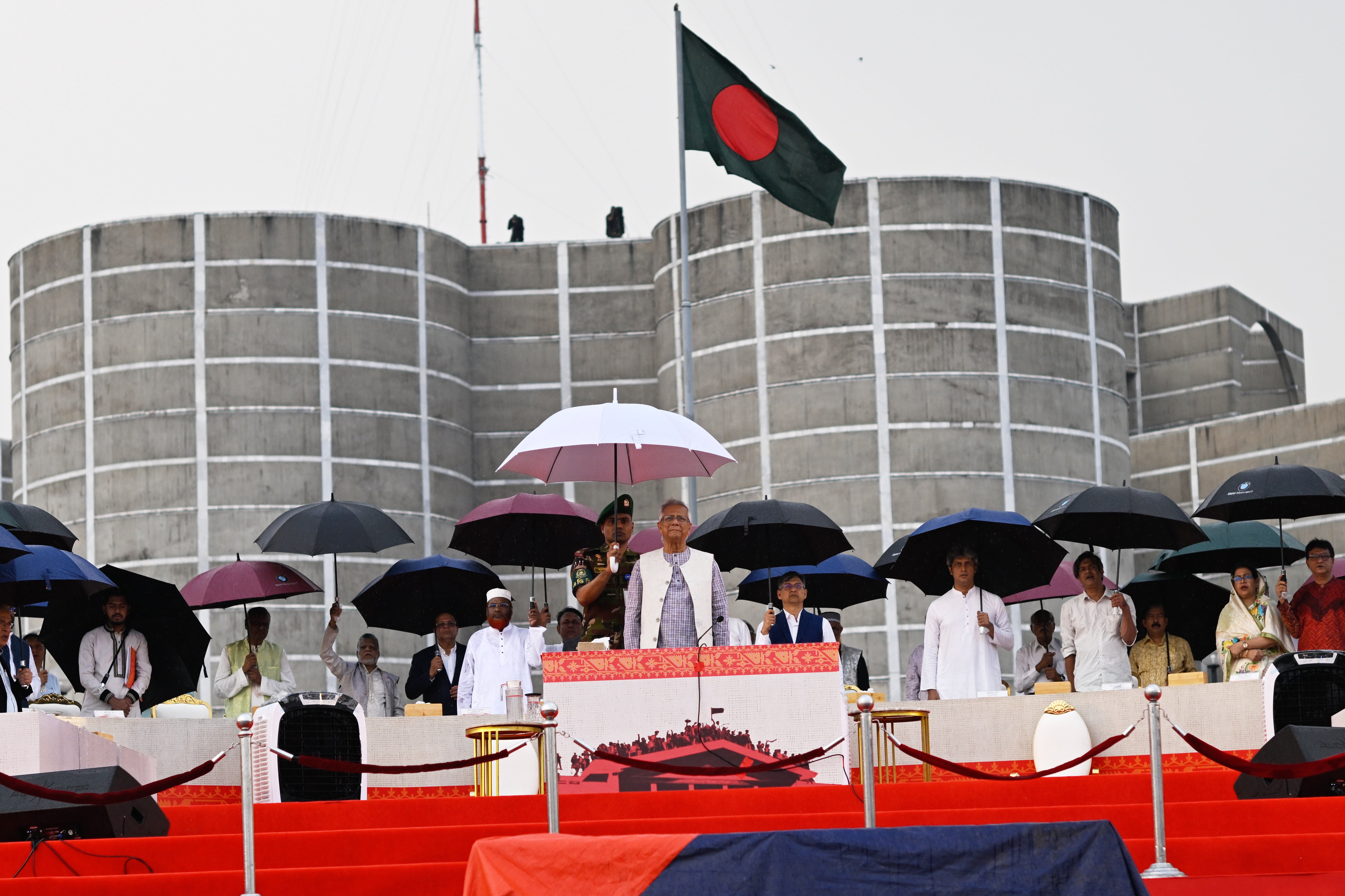 File. Head of the Bangladesh's interim government and Nobel laureate Dr Muhammad Yunus attends an event during where the signing of a political charter called July National Charter was announced, outside Bangladesh's national parliament complex in Dhaka, Bangladesh, on 17 Oct 2025