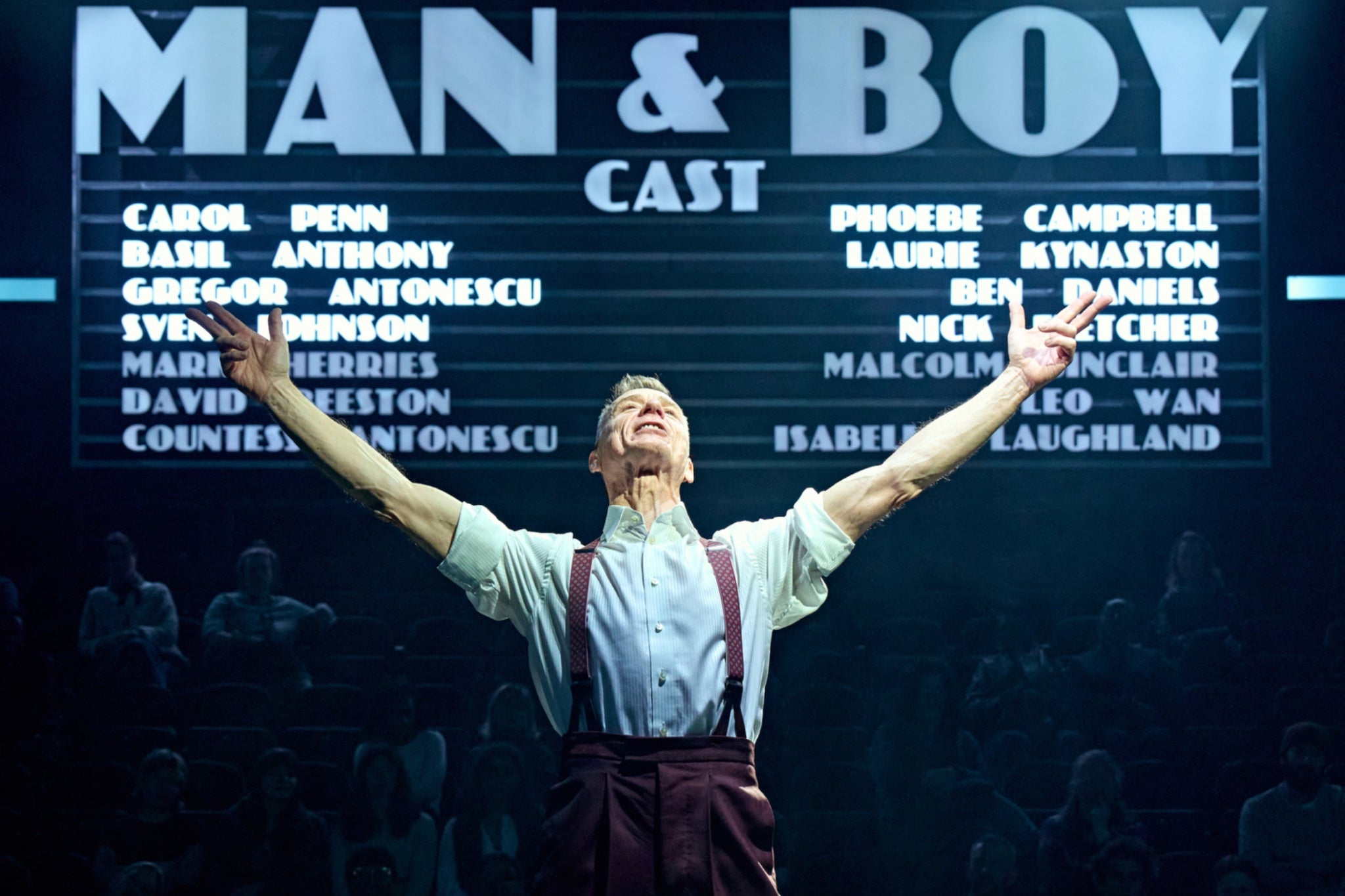 <p>Ben Daniels (Gregor Antonescu) in 'Man and Boy' at the National Theatre</p>