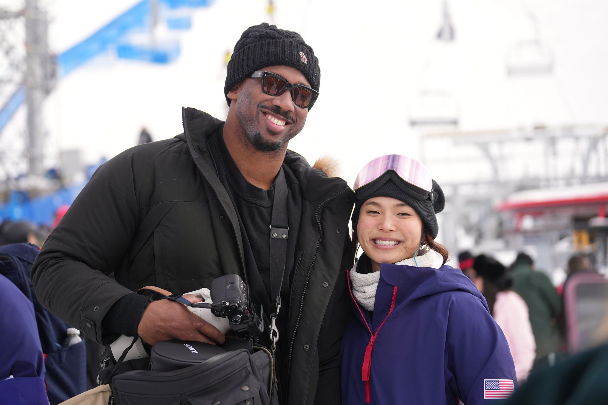 Chloe Kim had the support of Myles Garrett in Italy