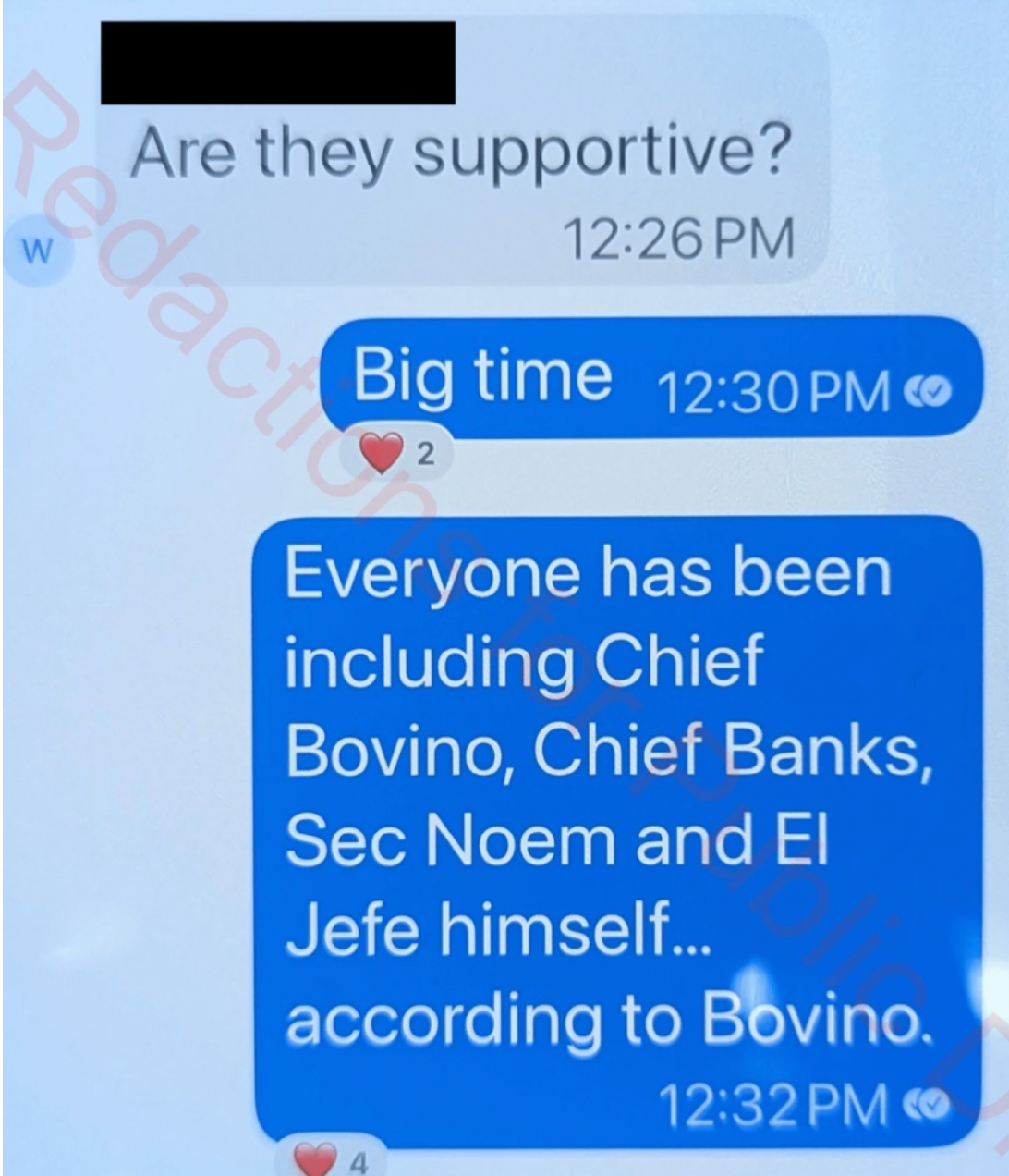 Text messages from the officer who shot Marimar Martinez appear to show him saying he received support from Trump administration officials
