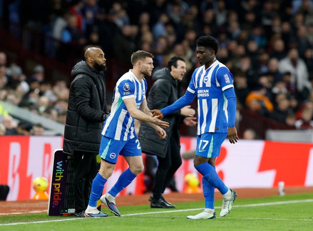 <p>James Milner was an early substitute at Villa Park as he made Premier League history</p>