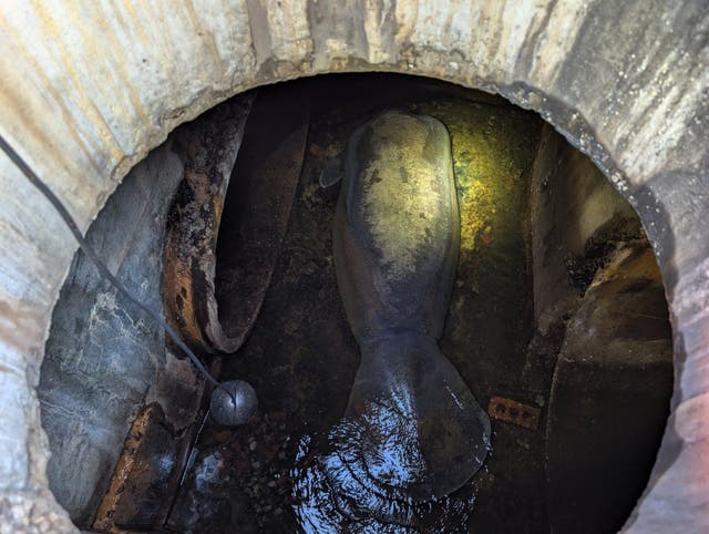 <p>This photo provided by Brevard County Fire Rescue shows members of Brevard County Fire Rescue help rescue a manatee that was stuck in a storm drain on Monday, Feb. 9, 2026 in Melbourne Beach, Fla. (Brevard County Fire Rescue via AP)</p>