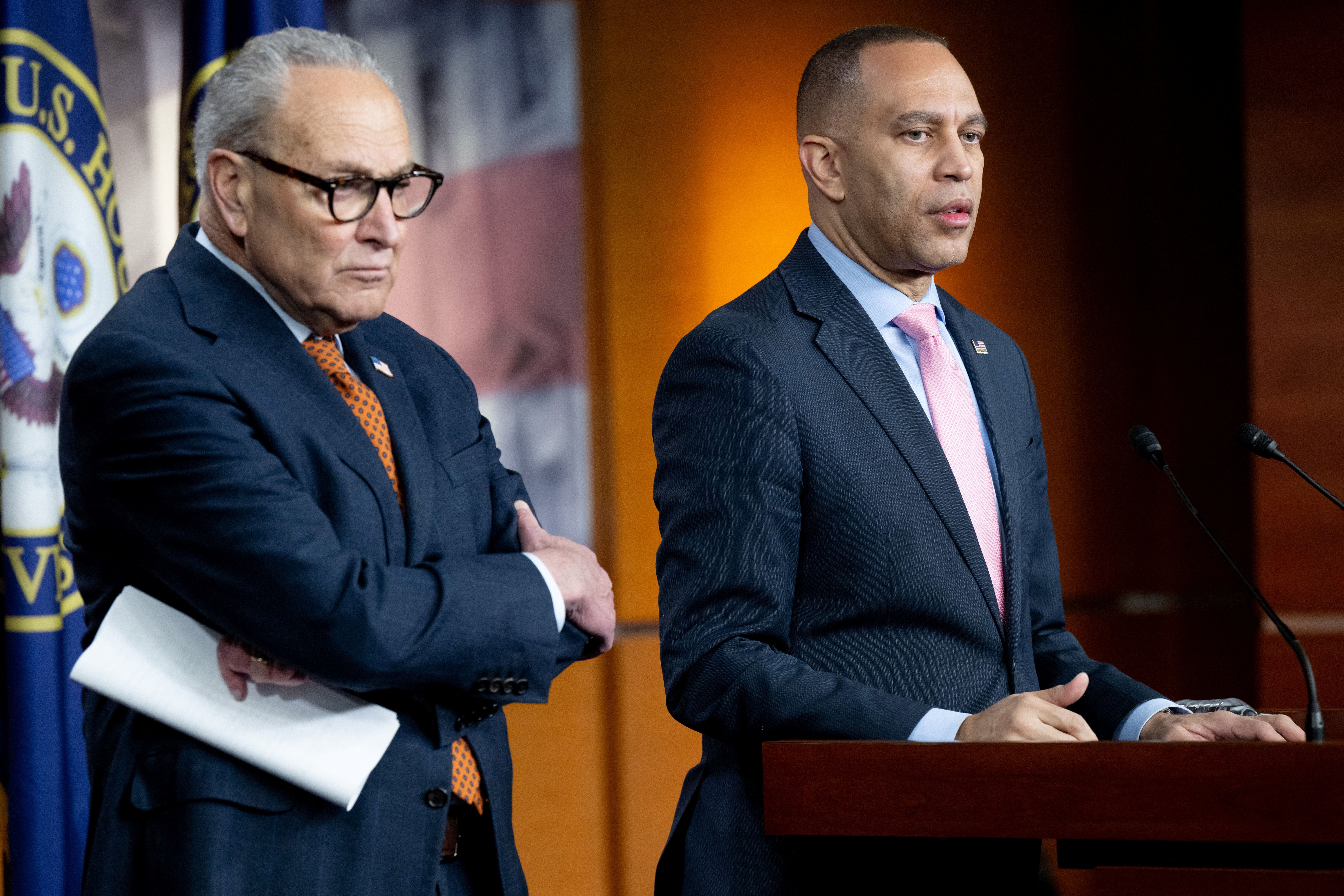 Chuck Schumer and Hakeem Jeffries, the leaders of the Democratic congressional caucuses. Democratic candidates for Congress in battleground Michigan took aim at the two during a forum