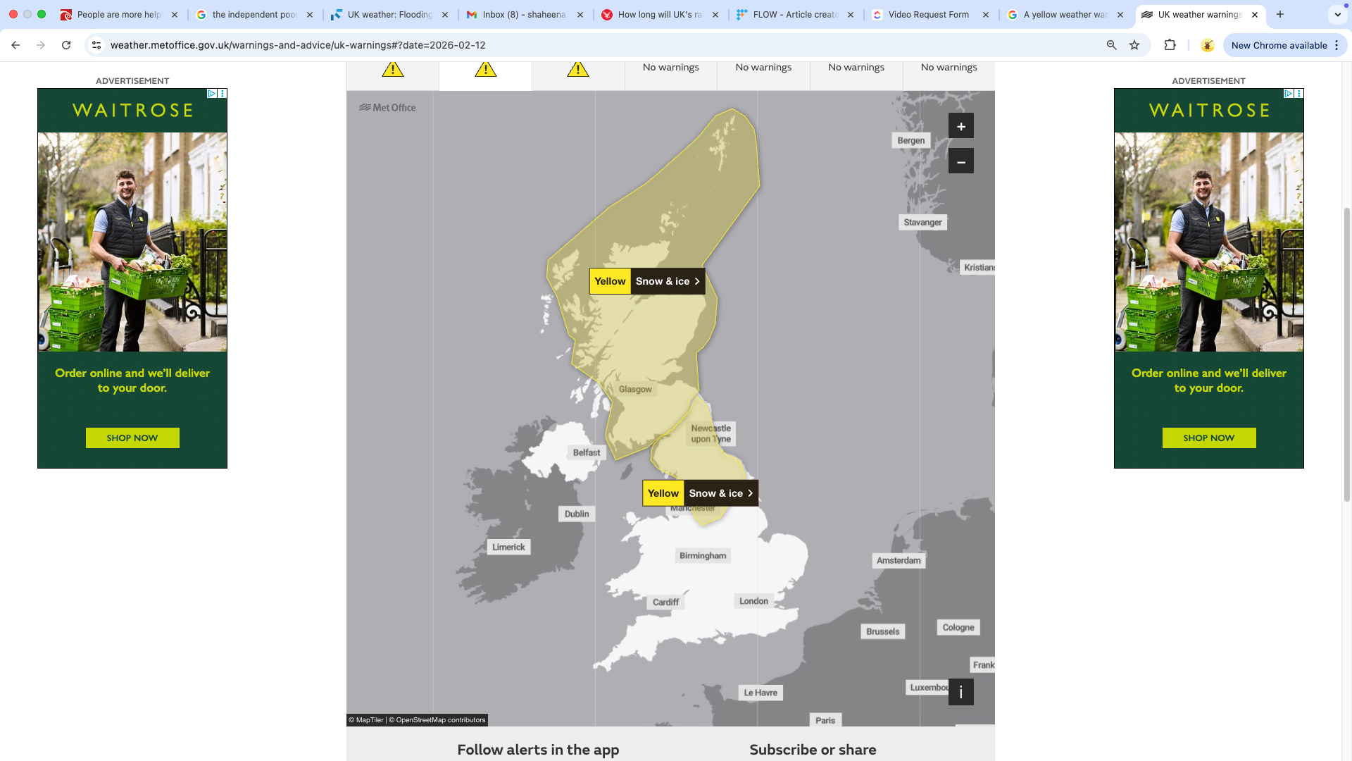 Two fresh weather warnings of snow and ice have been issued for Thursday and Wednesday across Scotland