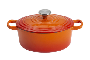 Habitat 4.7l cast iron oval casserole dish, orange