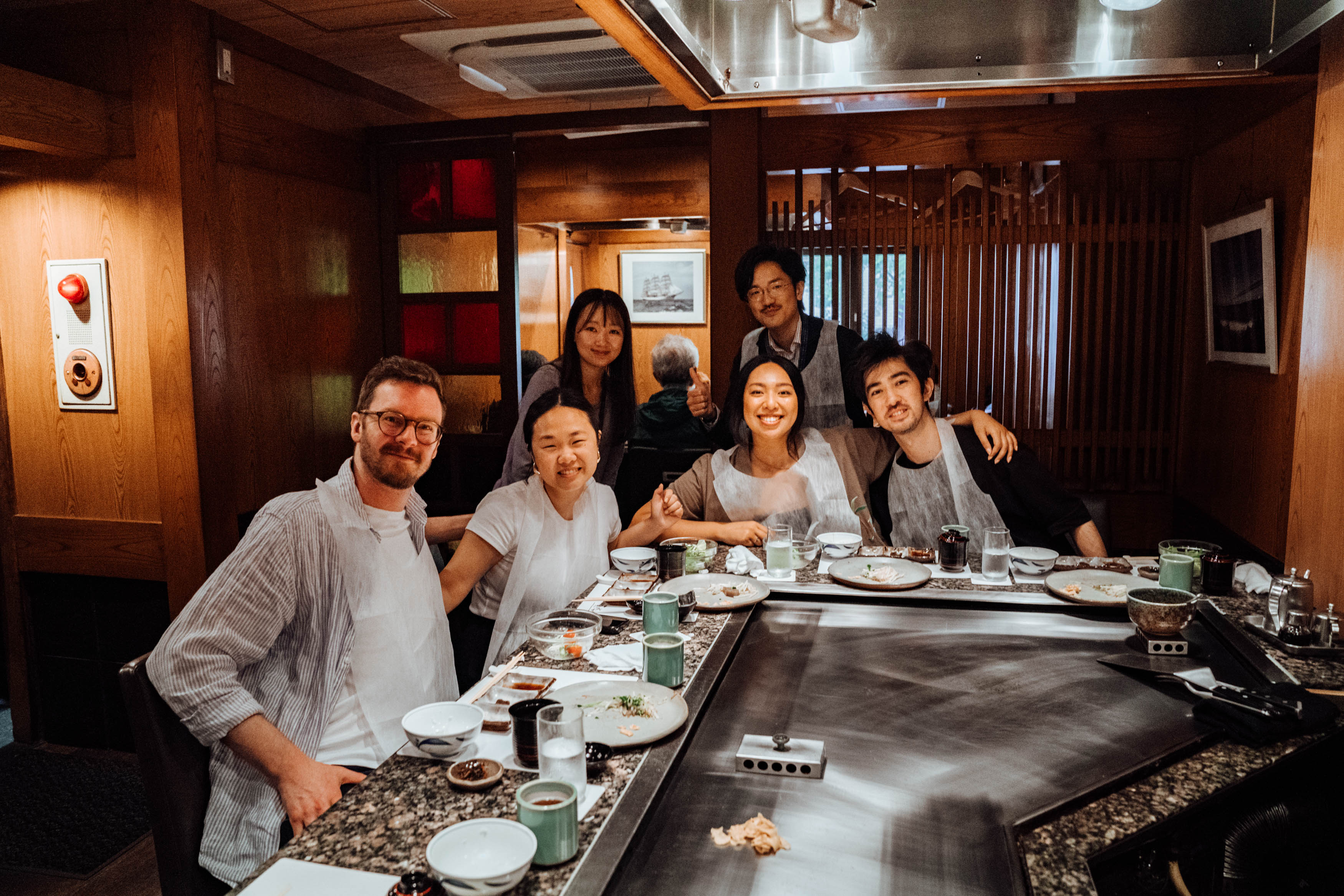 Venus and friends enjoying Kobe beef at Kikusui restaurant in its namesake city