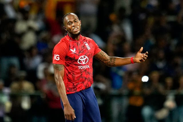 Jofra Archer has struggled at the T20 World Cup (Eranga Jayawardena/AP)