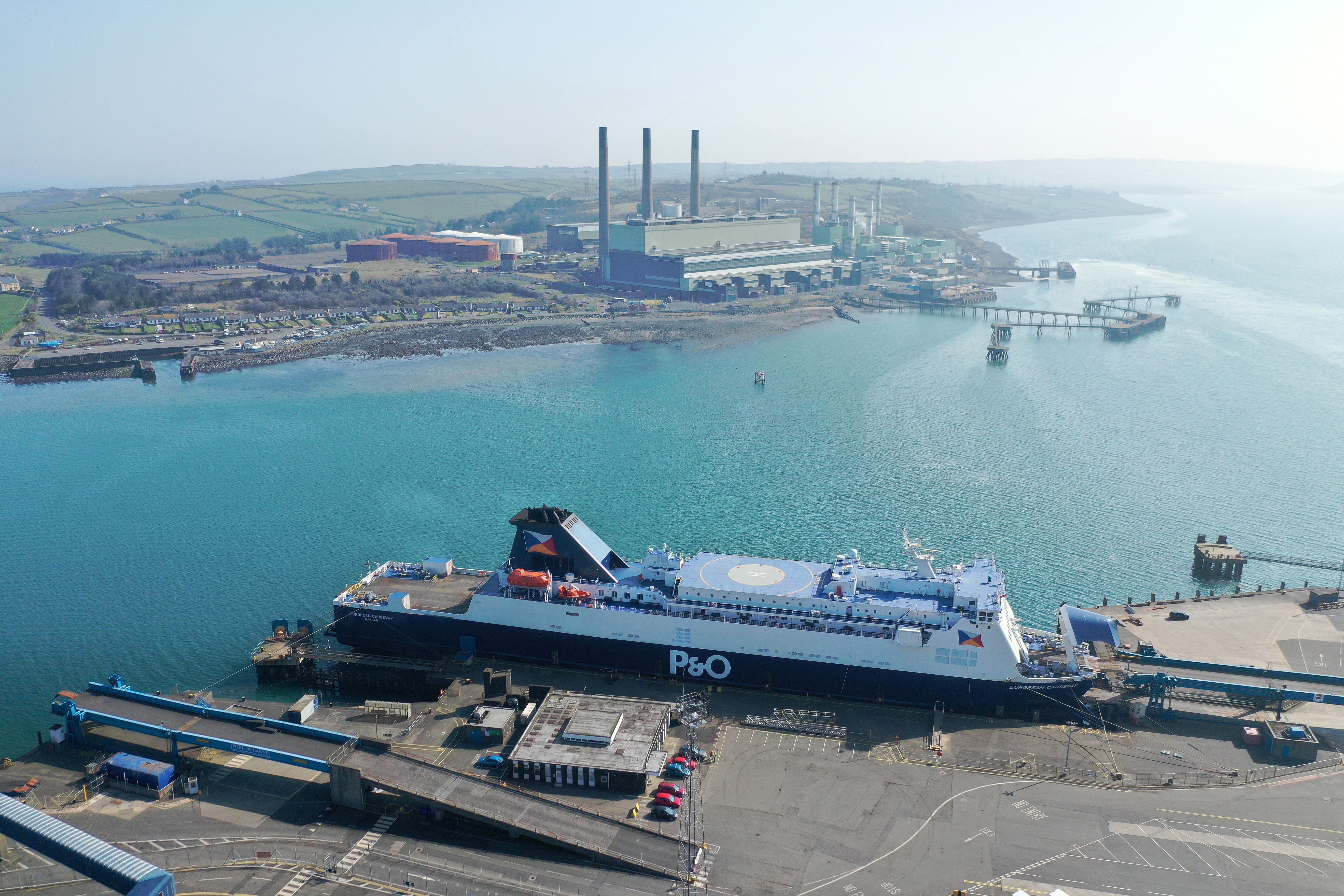 A P&O ferry at the Port of Larne (Michael Cooper/PA)