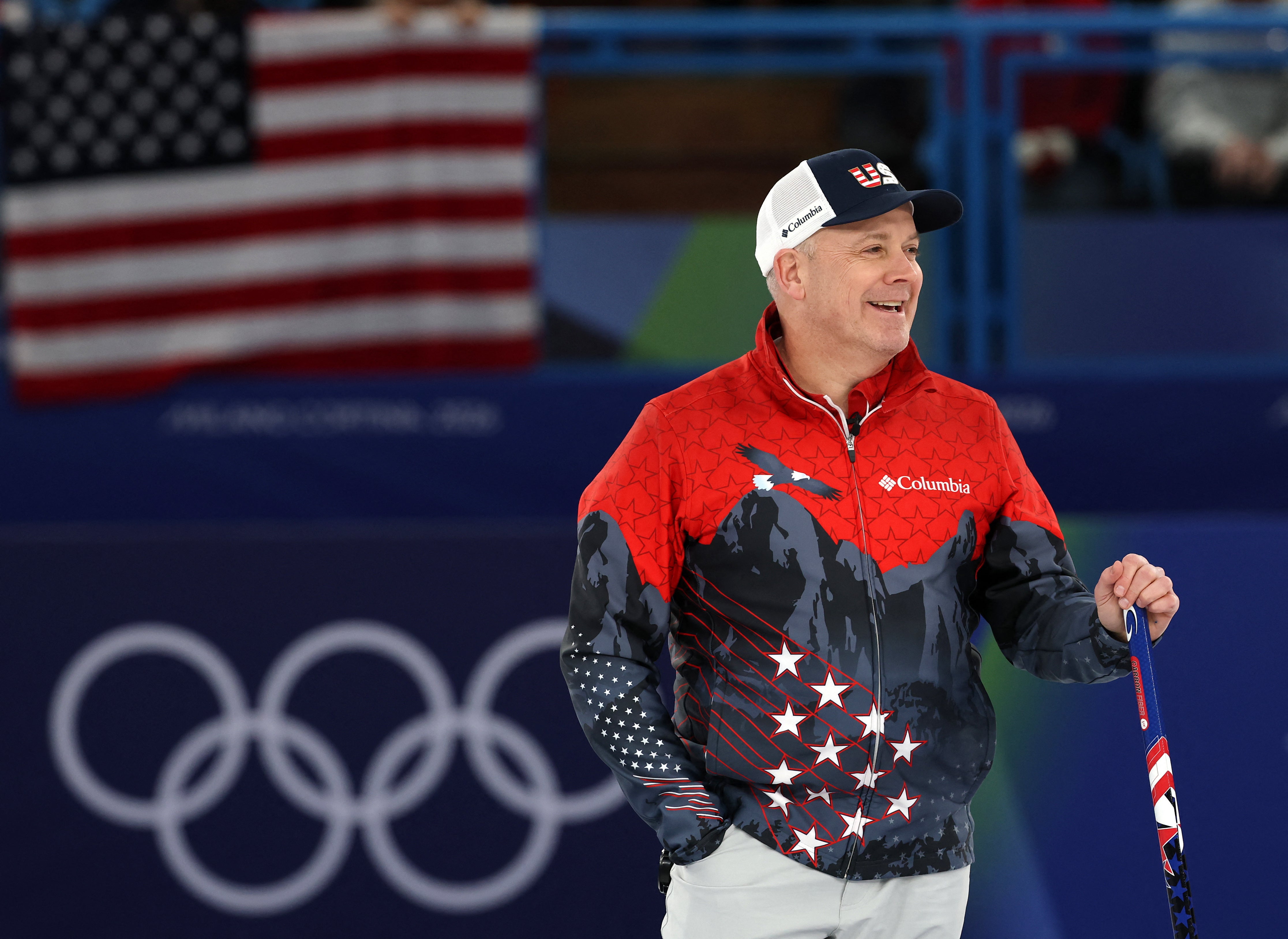 <p>Rich Ruohonen featured in USA’s curling match with Switzerland on Thursday</p>