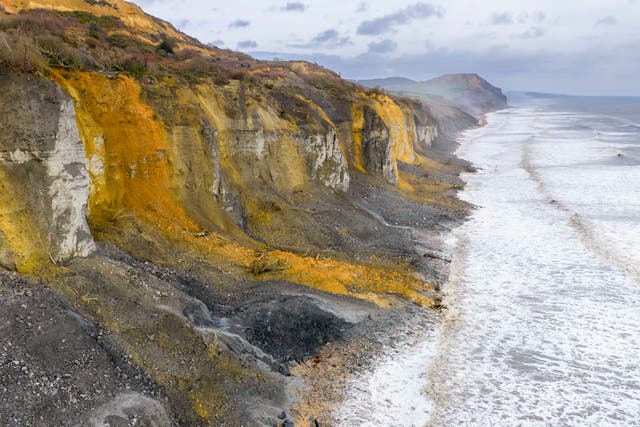 <p>An ongoing landslip on Stonebarrow Hill at Charmouth in Dorset</p>