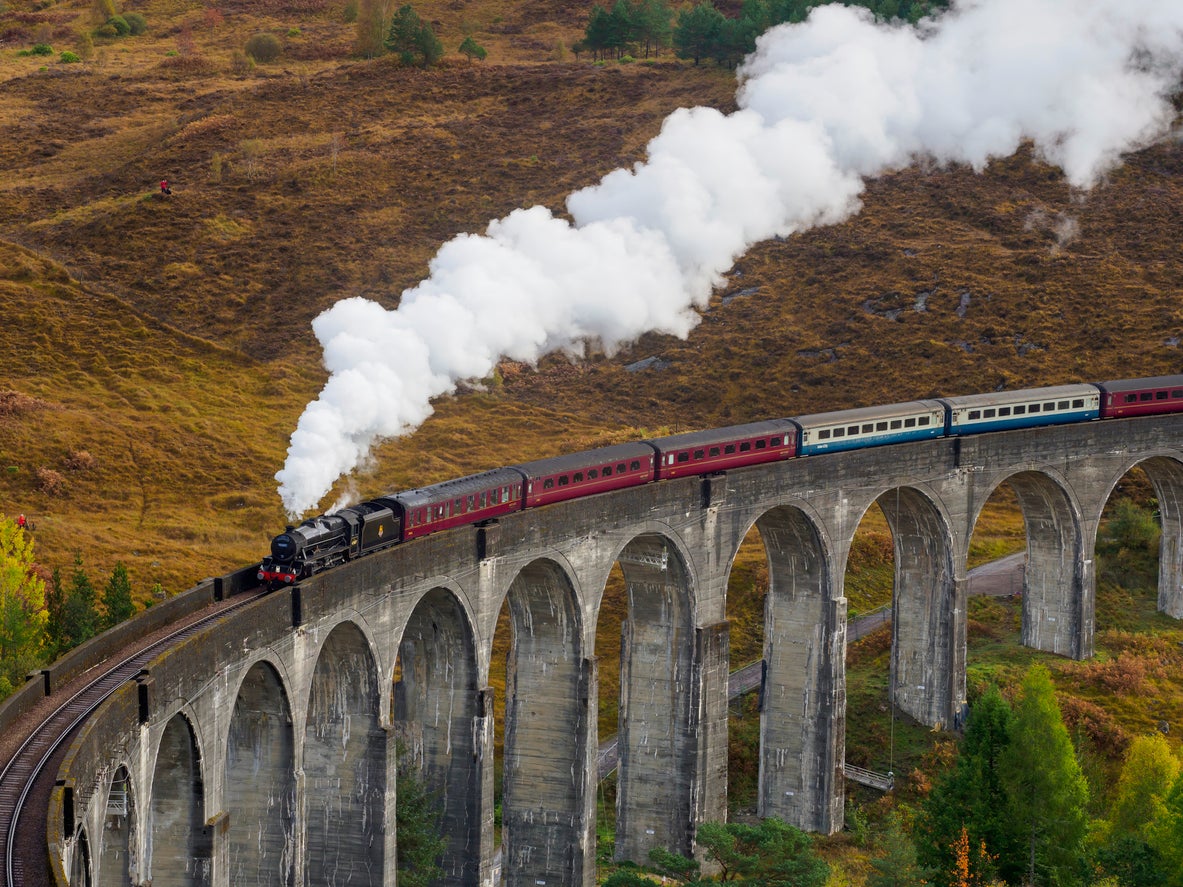 <p>The Jacobite Steam Train runs from Fort William to Mallaig over the Glenfinnan Viaduct</p>