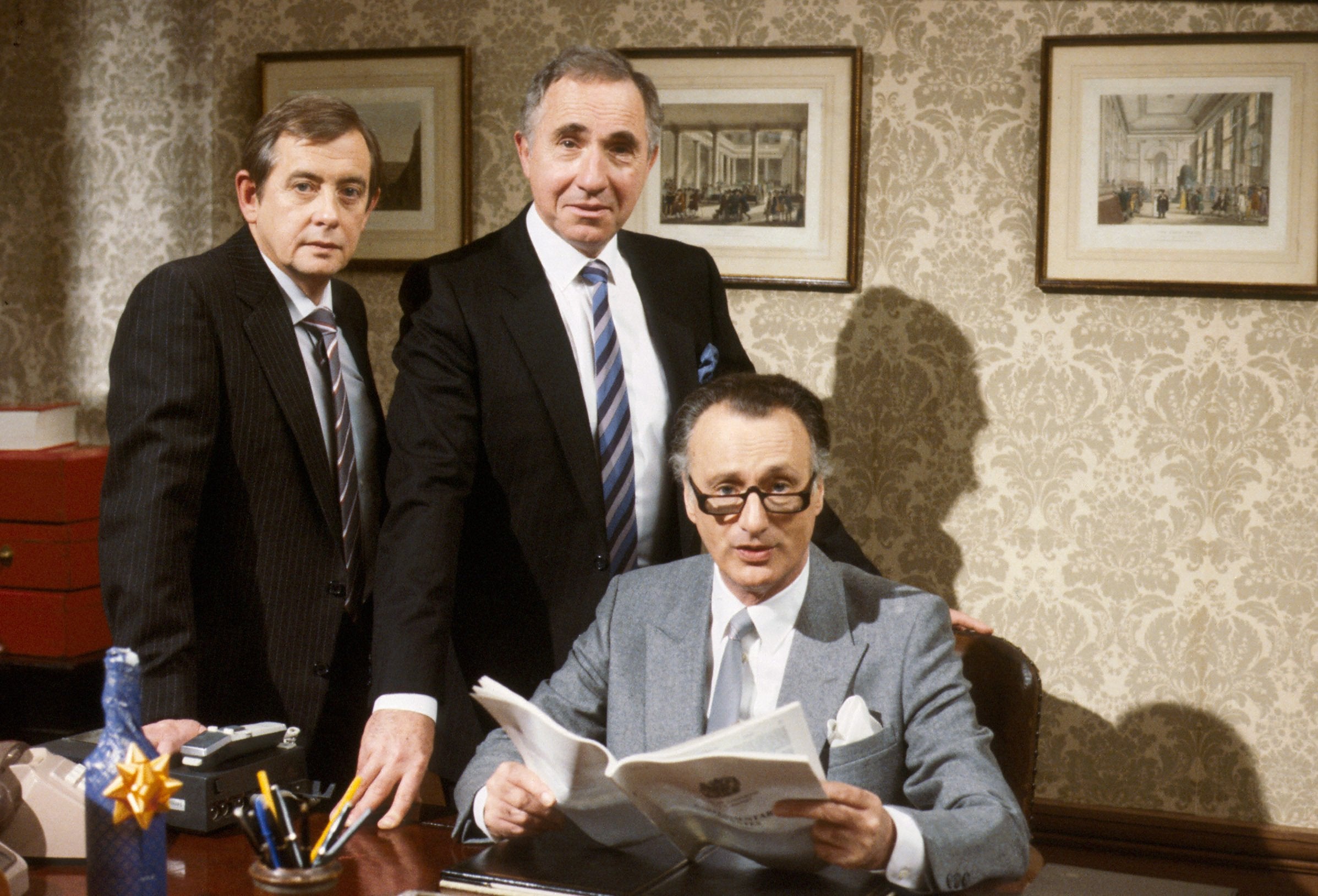 The cast of ‘Yes Minister’ (left to right) Derek Fowlds, Nigel Hawthorne and Paul Eddington