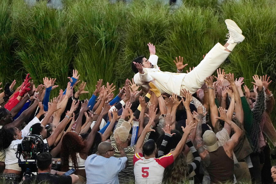 Each costume includes the green sweatsuit worn underneath the massive grass getup, plus the grass-covered arms that made the performers in Bad Bunny's Super Bowl LX halftime show nearly unrecognizable